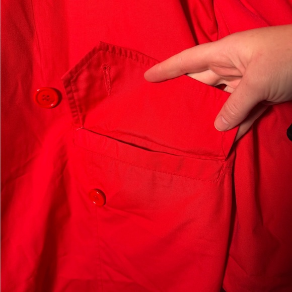 Women’s Vintage Red Double-Breasted Trench Coat - Picture 4 of 7